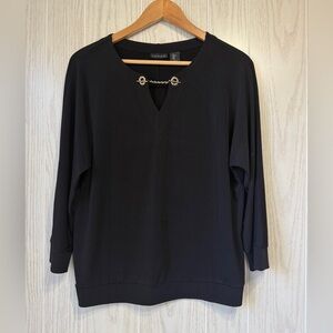 Tahari Black Chain-Neck Blouse Size L